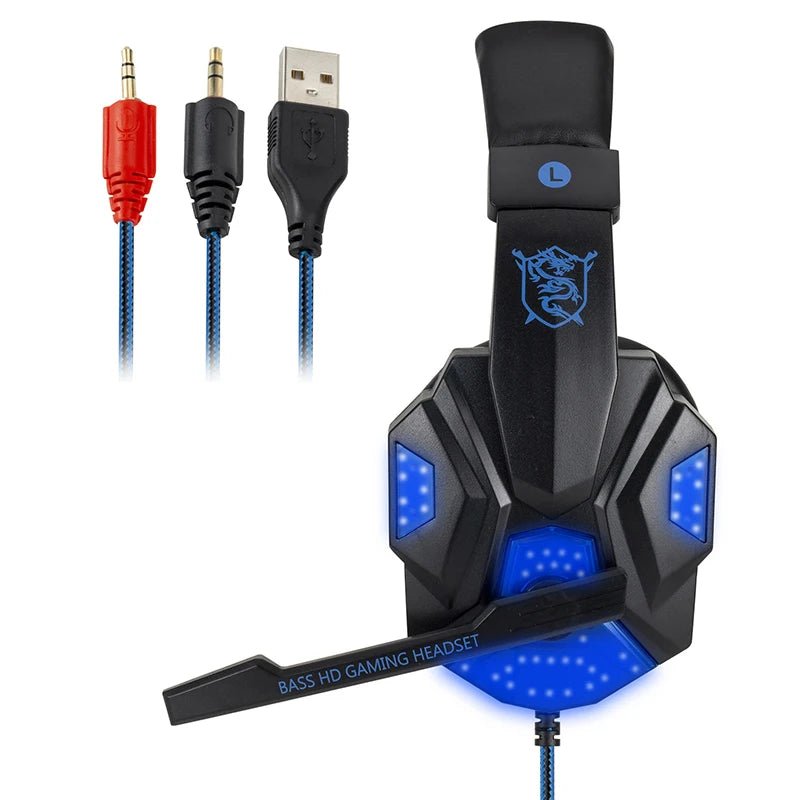 Professional LED Wired Gaming Headset – Stereo Bass Headphones with Microphone for PC, PS4, PS5 & Xbox - RELUX.STORE