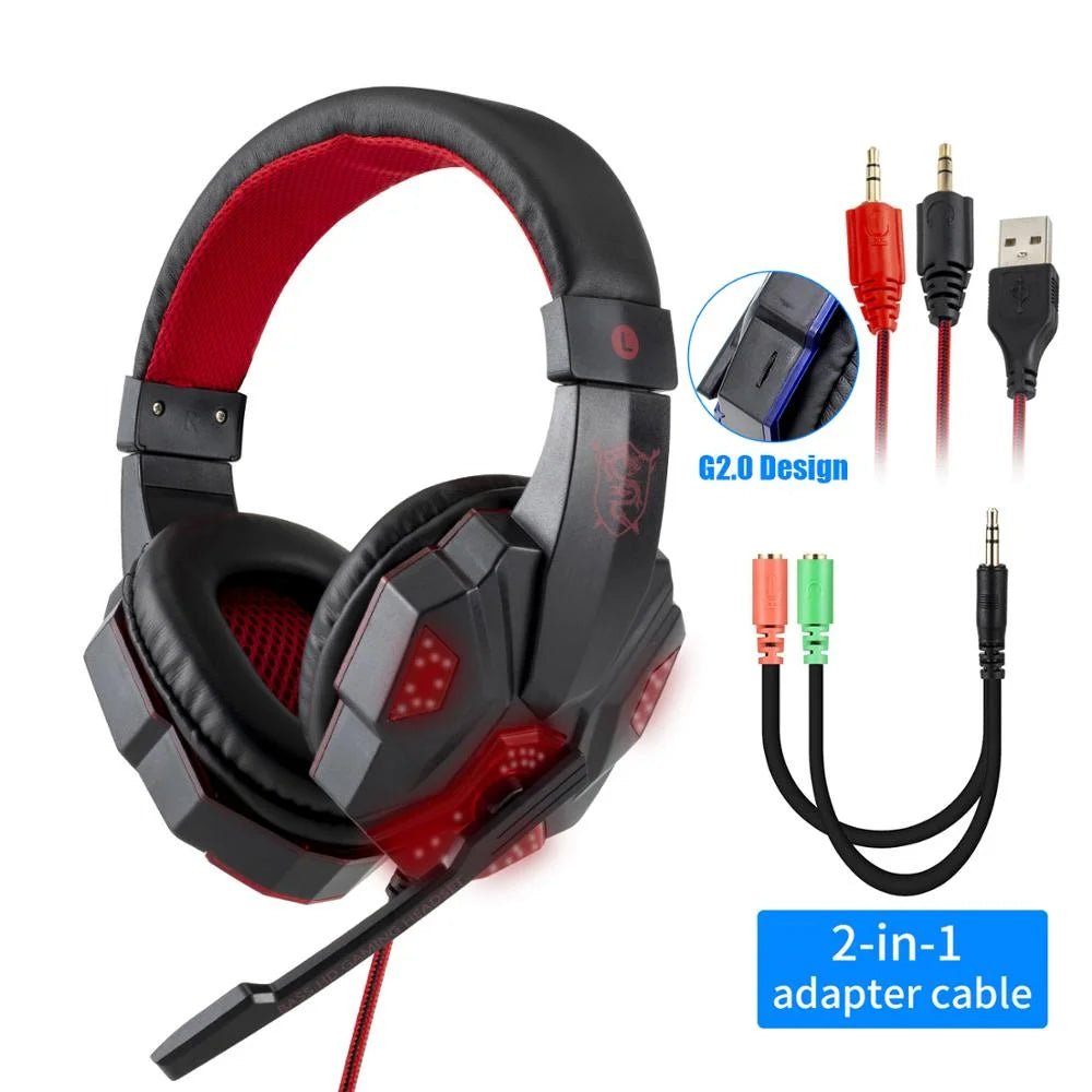 Professional LED Wired Gaming Headset – Stereo Bass Headphones with Microphone for PC, PS4, PS5 & Xbox - RELUX.STORE