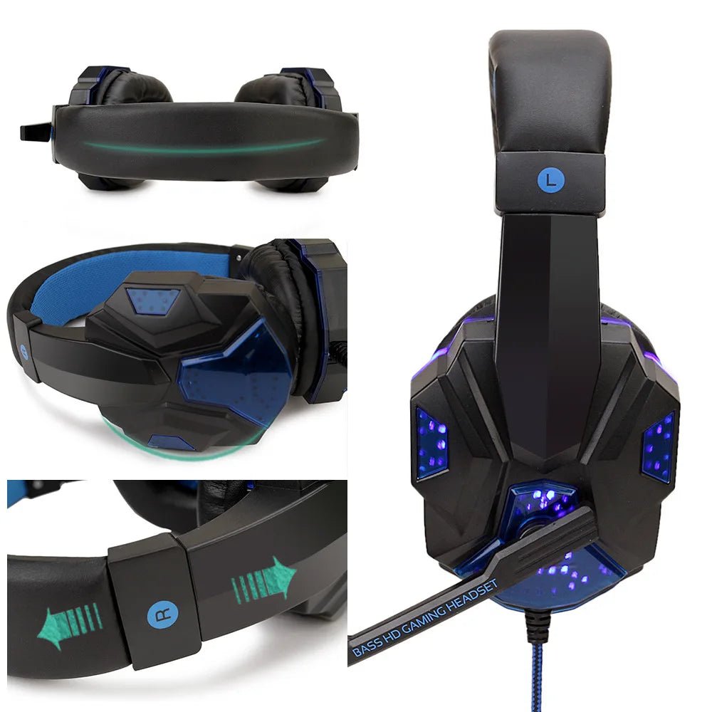 Professional LED Wired Gaming Headset – Stereo Bass Headphones with Microphone for PC, PS4, PS5 & Xbox - RELUX.STORE