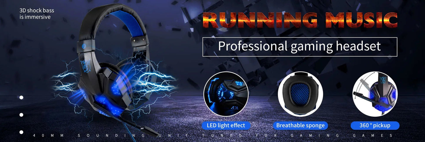 Professional LED Wired Gaming Headset – Stereo Bass Headphones with Microphone for PC, PS4, PS5 & Xbox - RELUX.STORE
