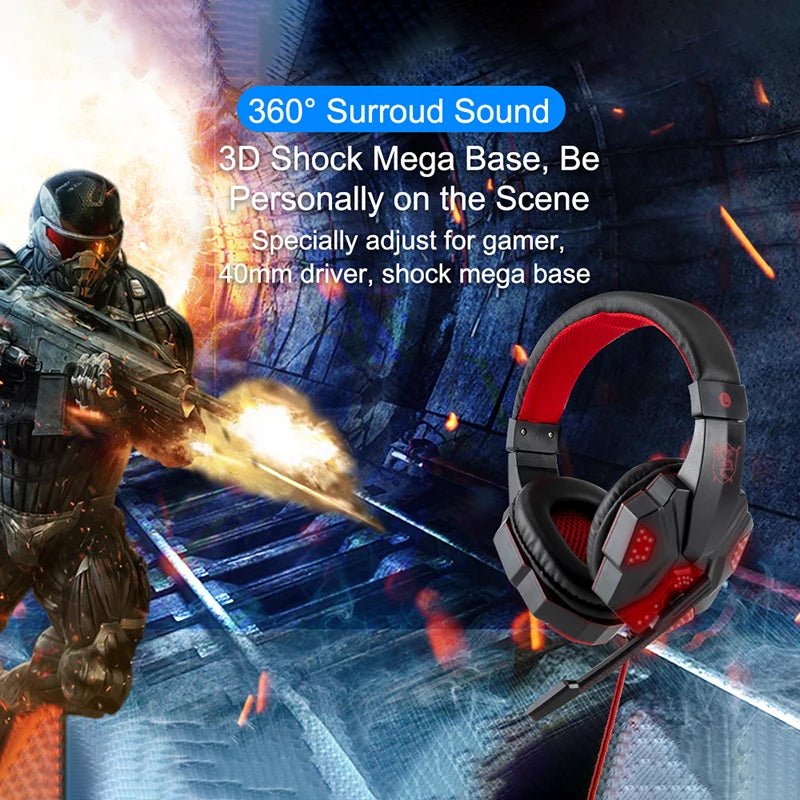 Professional LED Wired Gaming Headset – Stereo Bass Headphones with Microphone for PC, PS4, PS5 & Xbox - RELUX.STORE