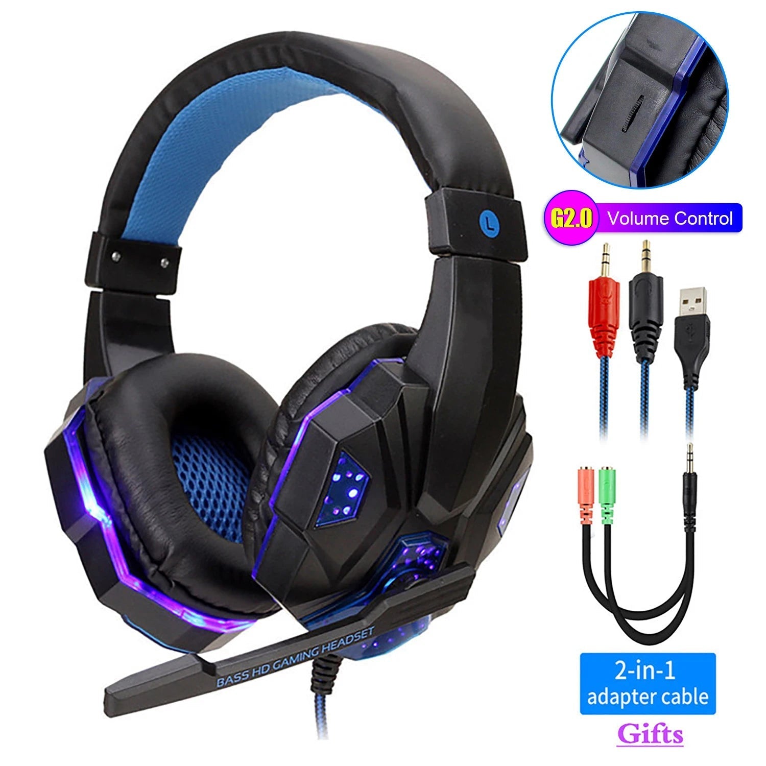 Professional LED Wired Gaming Headset – Stereo Bass Headphones with Microphone for PC, PS4, PS5 & Xbox - RELUX.STORE