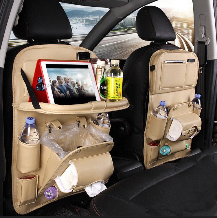 "PU Leather Car Storage Bag – Multifunction Seat Back Hanging Tray Organizer | Waterproof Car Interior Storage & Automotive Accessories" - RELUX.STORE