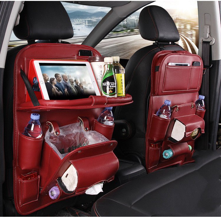 "PU Leather Car Storage Bag – Multifunction Seat Back Hanging Tray Organizer | Waterproof Car Interior Storage & Automotive Accessories" - RELUX.STORE
