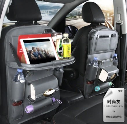 "PU Leather Car Storage Bag – Multifunction Seat Back Hanging Tray Organizer | Waterproof Car Interior Storage & Automotive Accessories" - RELUX.STORE