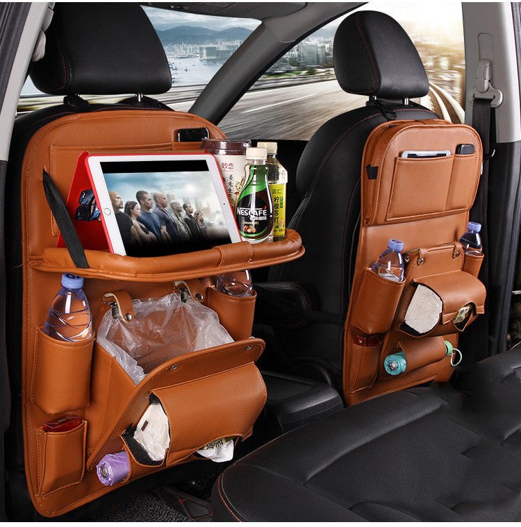 "PU Leather Car Storage Bag – Multifunction Seat Back Hanging Tray Organizer | Waterproof Car Interior Storage & Automotive Accessories" - RELUX.STORE