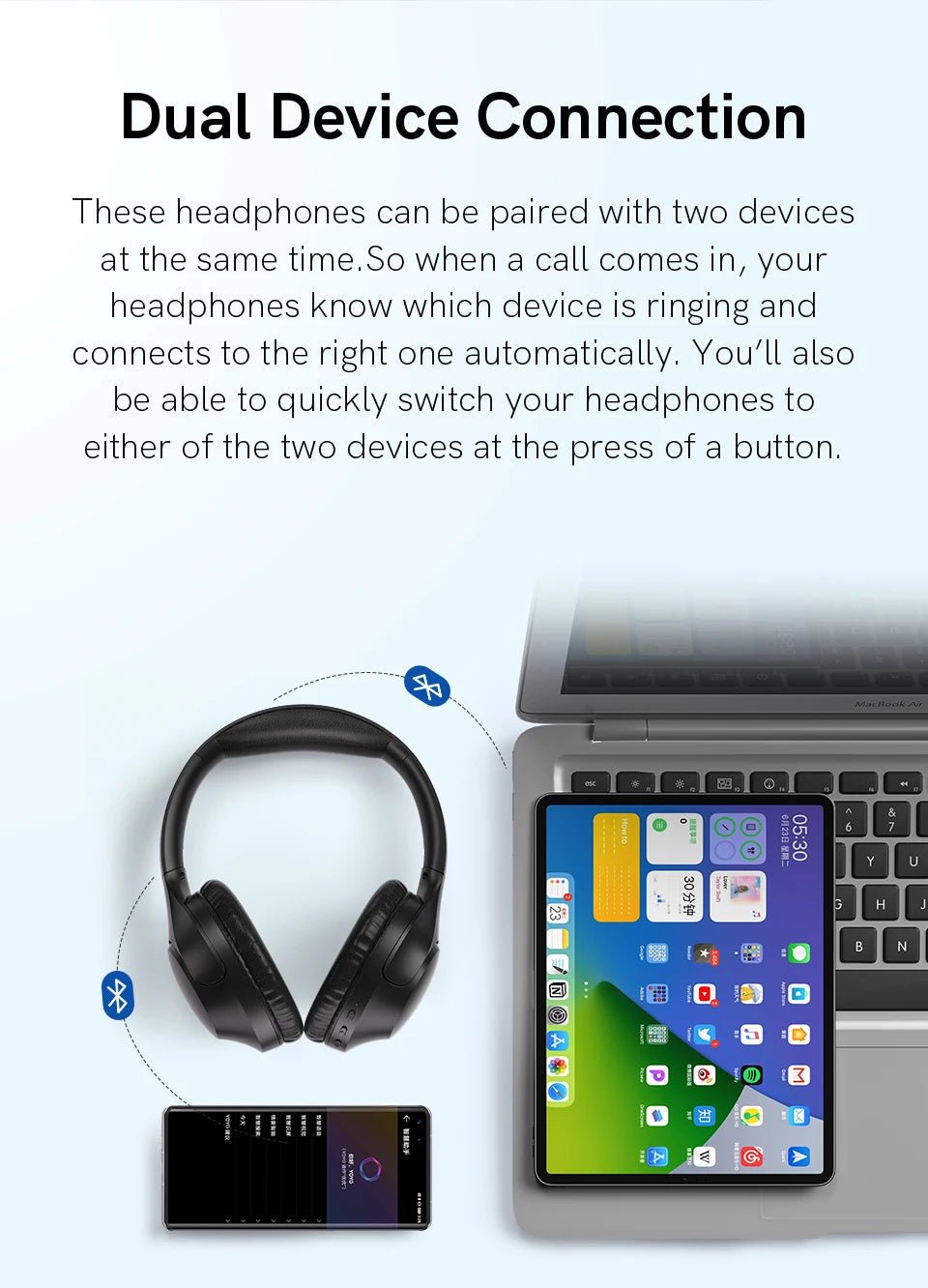 "QCY H2/H2 Pro Wireless Headphones – Bluetooth 5.3, BASS Mode, HiFi Stereo, Over - Ear Gaming Earphones with Dual Device Connect" - RELUX.STORE