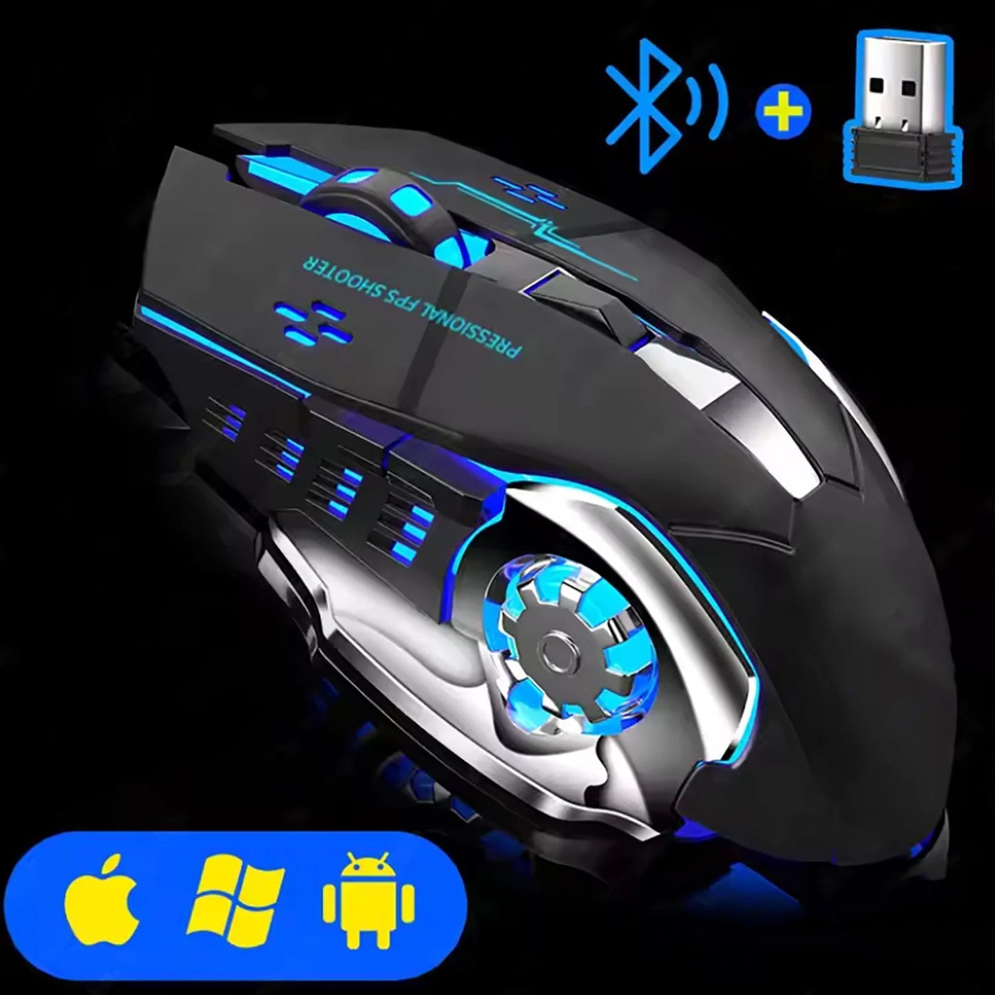 Rechargeable Wireless Mouse Gaming Computer Silent Bluetooth Mouse USB Mechanical E - Sports Backlight PC Gamer Mouse For Computer - RELUX.STORE