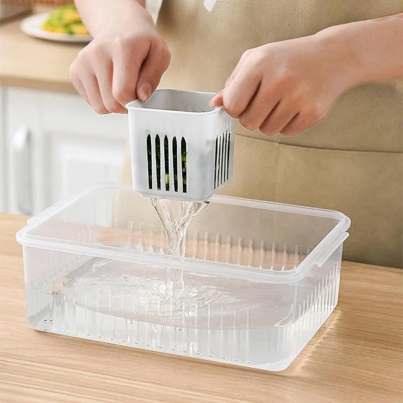 Refrigerator Food Drain Fresh - keeping Box Ginger Garlic Onion Pepper Storage Box Fruit Vegetable Drain Basket Kitchen Organizer - RELUX.STORE