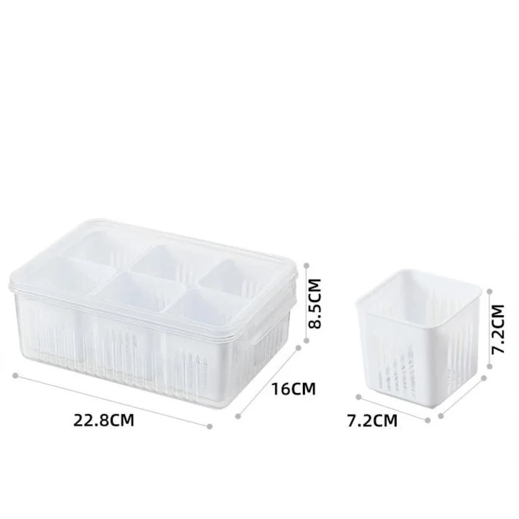 Refrigerator Food Drain Fresh - keeping Box Ginger Garlic Onion Pepper Storage Box Fruit Vegetable Drain Basket Kitchen Organizer - RELUX.STORE