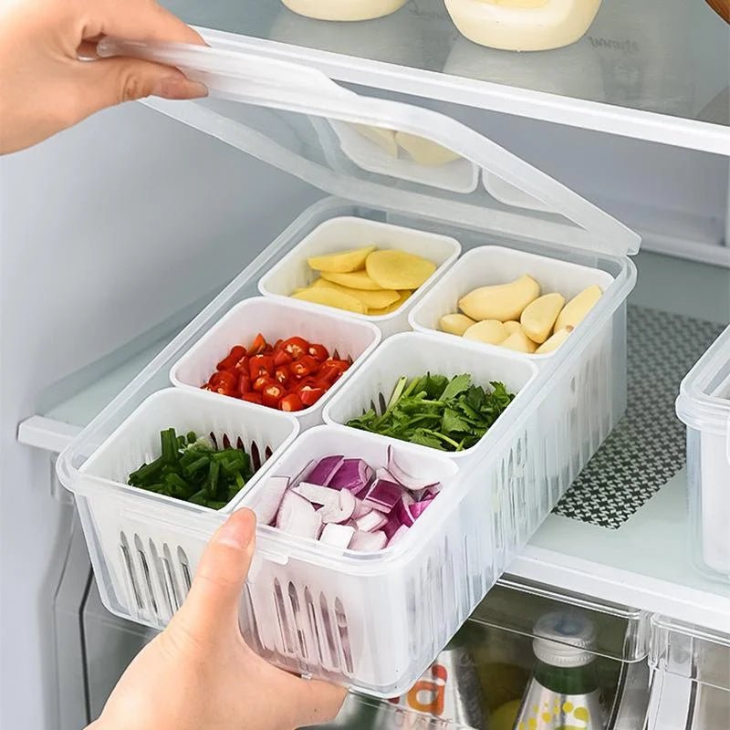 Refrigerator Food Drain Fresh - keeping Box Ginger Garlic Onion Pepper Storage Box Fruit Vegetable Drain Basket Kitchen Organizer - RELUX.STORE