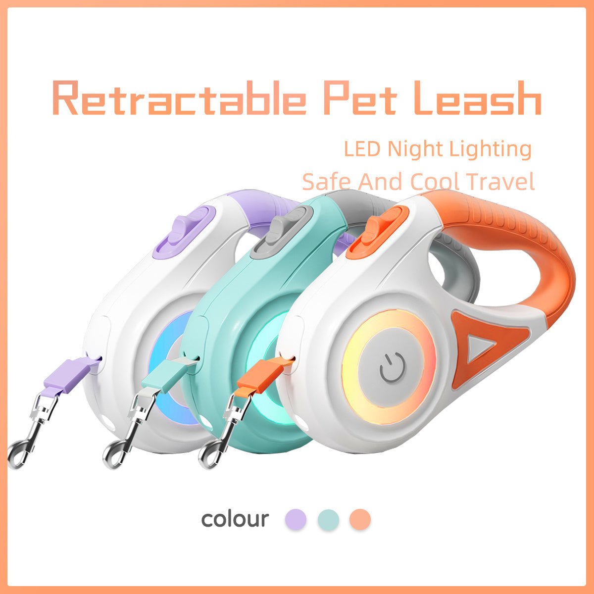 “Retractable Dog Leash & Collar Set with Spotlight – Automatic Pet Traction Rope for Small and Medium Dogs & Cats” - RELUX.STORE