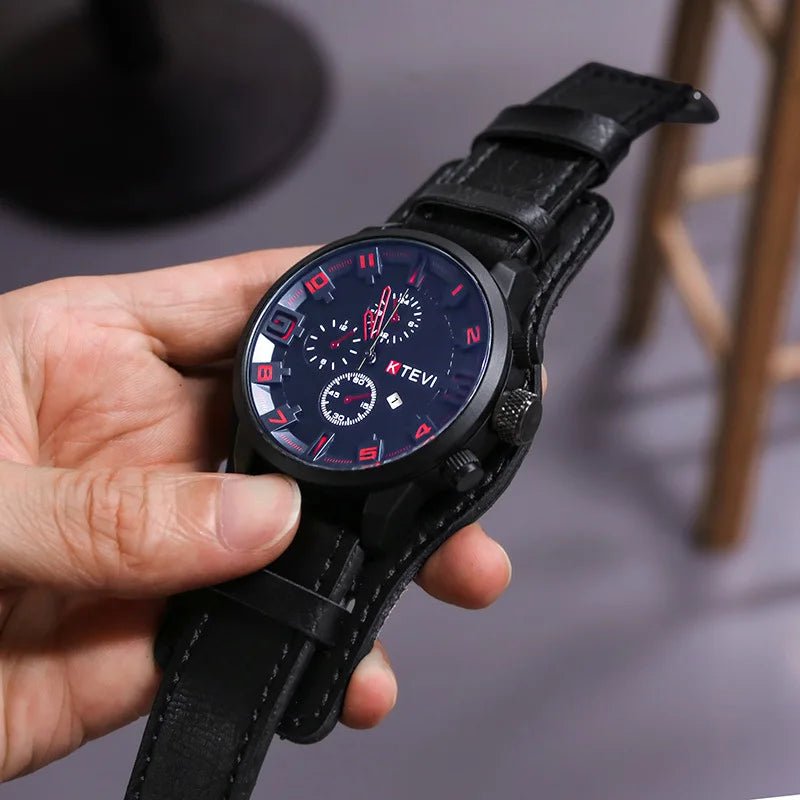 Retro Men's Watches High - end Luxury Man Watch PU Leather Strap Date Business Quartz Watch Big Dial Military tactical Wristwatch - RELUX.STORE