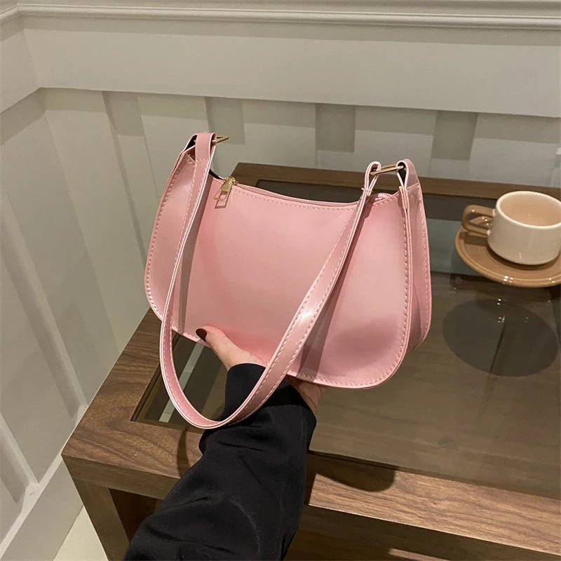 Retro Solid Color PU Leather Shoulder Bag Fashion Women's Handbags Casual Designer Hobos Underarm Bag - RELUX.STORE