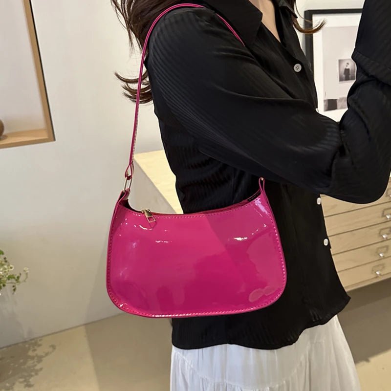 Retro Solid Color PU Leather Shoulder Bag Fashion Women's Handbags Casual Designer Hobos Underarm Bag - RELUX.STORE