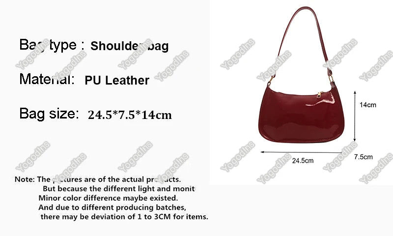 Retro Solid Color PU Leather Shoulder Bag Fashion Women's Handbags Casual Designer Hobos Underarm Bag - RELUX.STORE