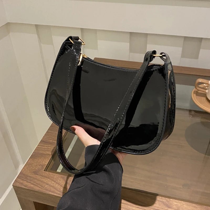 Retro Solid Color PU Leather Shoulder Bag Fashion Women's Handbags Casual Designer Hobos Underarm Bag - RELUX.STORE