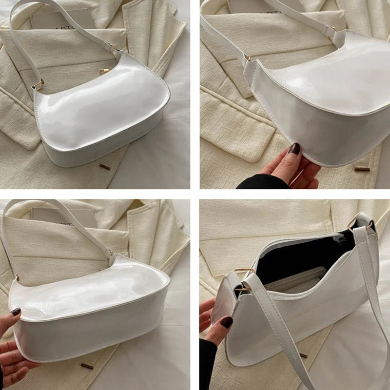 Retro Solid Color PU Leather Shoulder Bag Fashion Women's Handbags Casual Designer Hobos Underarm Bag - RELUX.STORE