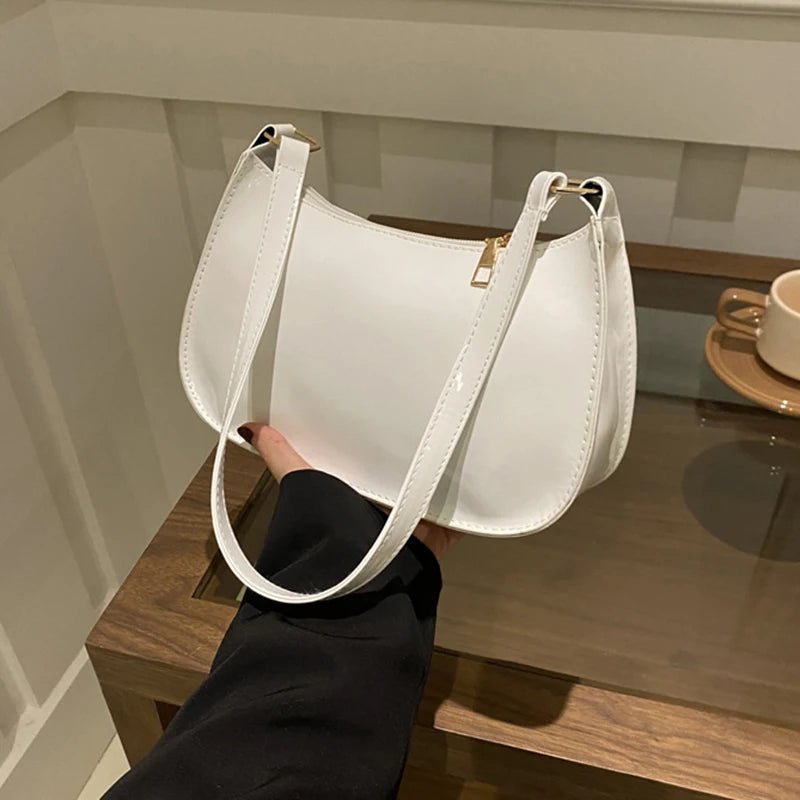 Retro Solid Color PU Leather Shoulder Bag Fashion Women's Handbags Casual Designer Hobos Underarm Bag - RELUX.STORE