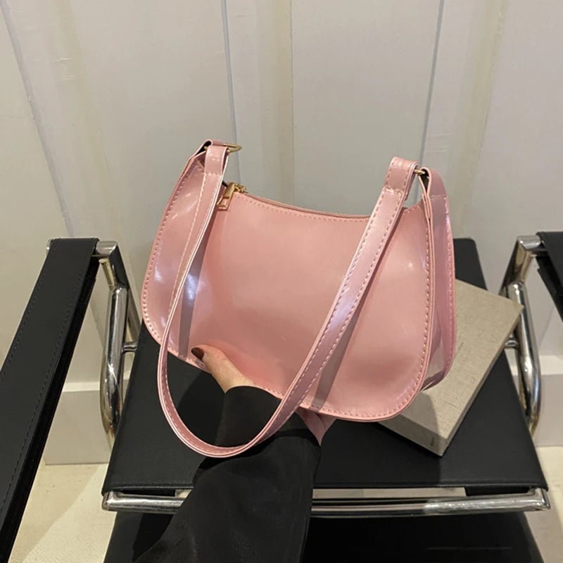 Retro Solid Color PU Leather Shoulder Bag Fashion Women's Handbags Casual Designer Hobos Underarm Bag - RELUX.STORE