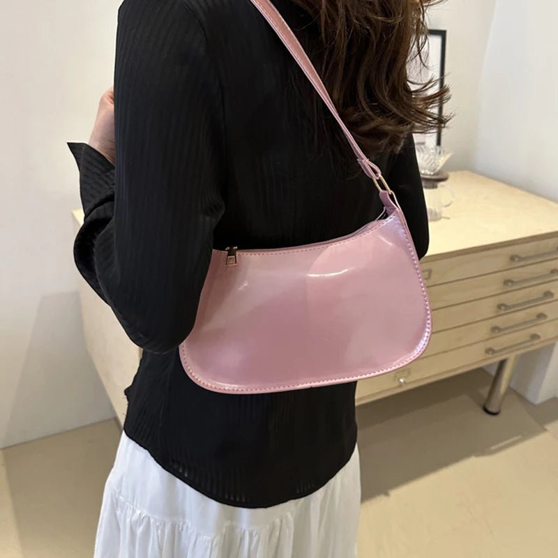 Retro Solid Color PU Leather Shoulder Bag Fashion Women's Handbags Casual Designer Hobos Underarm Bag - RELUX.STORE