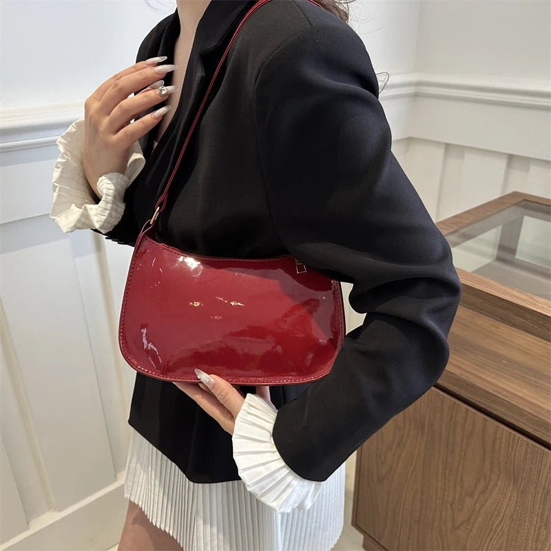 Retro Solid Color PU Leather Shoulder Bag Fashion Women's Handbags Casual Designer Hobos Underarm Bag - RELUX.STORE