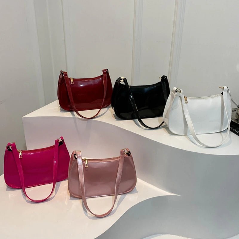 Retro Solid Color PU Leather Shoulder Bag Fashion Women's Handbags Casual Designer Hobos Underarm Bag - RELUX.STORE
