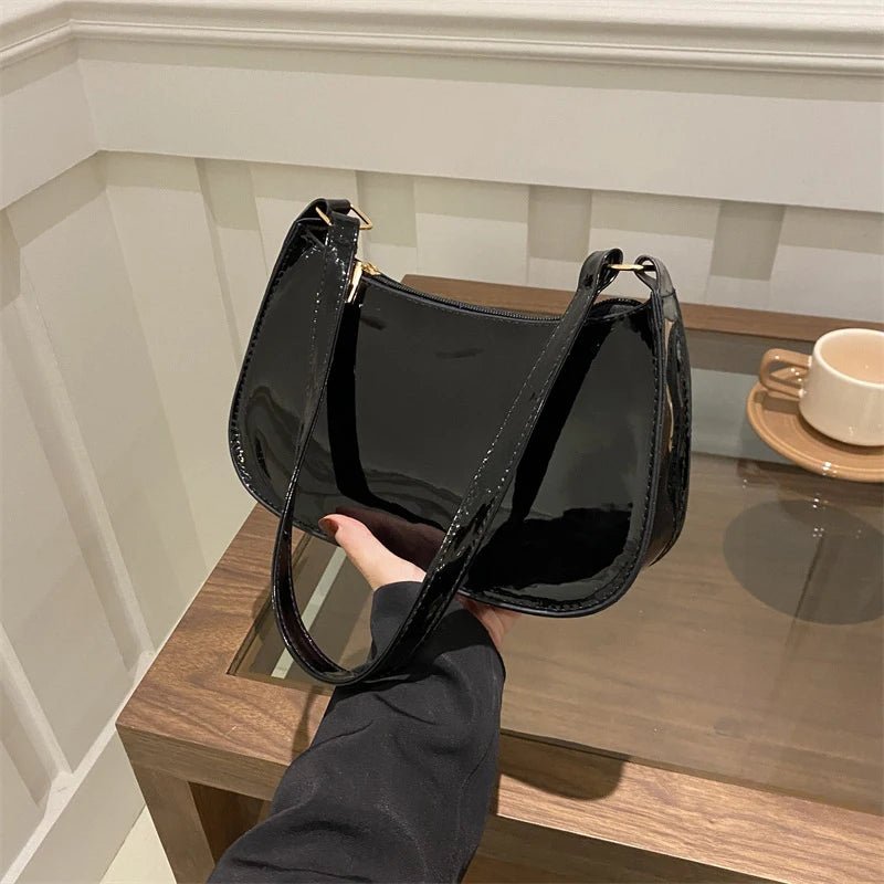 Retro Solid Color PU Leather Shoulder Bag Fashion Women's Handbags Casual Designer Hobos Underarm Bag - RELUX.STORE