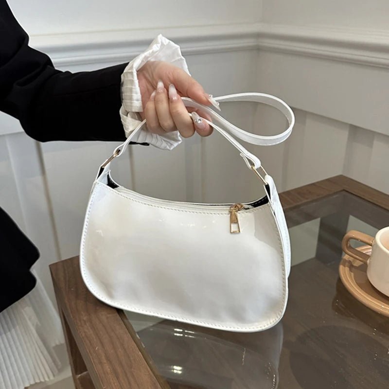 Retro Solid Color PU Leather Shoulder Bag Fashion Women's Handbags Casual Designer Hobos Underarm Bag - RELUX.STORE