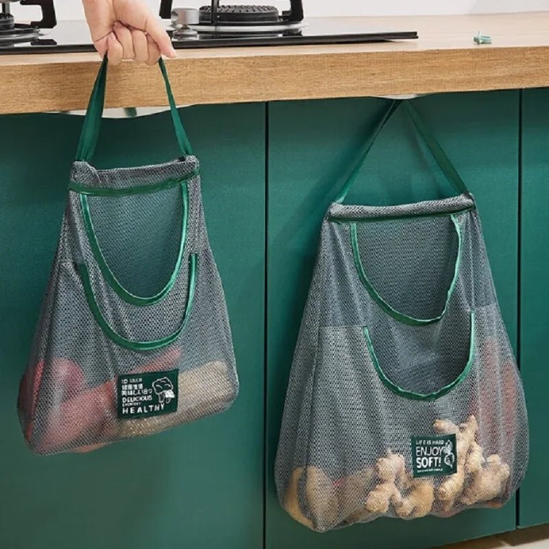 Reusable Storage Bags Kitchen Hanging Mesh Bag Home Fruit And Vegetable Storage Net Bag For Ginger Garlic Potatoes Onions - RELUX.STORE