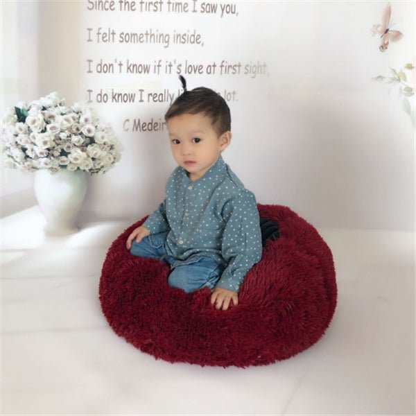 “Round Fluffy Cat Bed – Long - Haired Plush Nest Pad for Cozy Autumn & Winter Comfort” - RELUX.STORE
