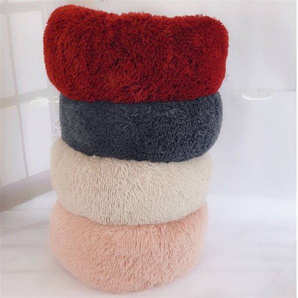 “Round Fluffy Cat Bed – Long - Haired Plush Nest Pad for Cozy Autumn & Winter Comfort” - RELUX.STORE