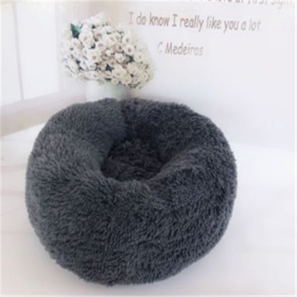 “Round Fluffy Cat Bed – Long - Haired Plush Nest Pad for Cozy Autumn & Winter Comfort” - RELUX.STORE