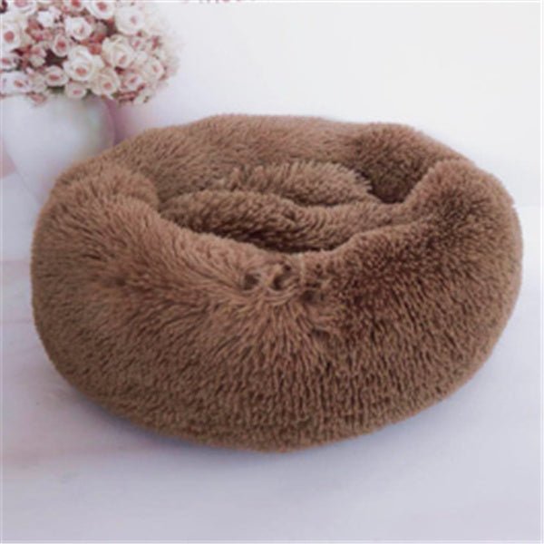 “Round Fluffy Cat Bed – Long - Haired Plush Nest Pad for Cozy Autumn & Winter Comfort” - RELUX.STORE