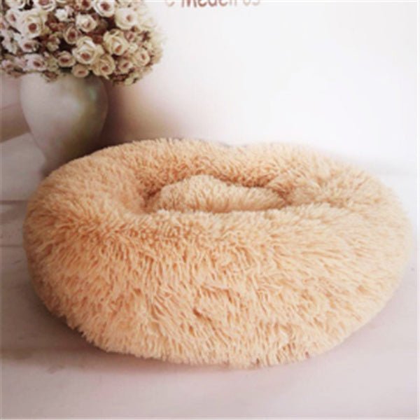 “Round Fluffy Cat Bed – Long - Haired Plush Nest Pad for Cozy Autumn & Winter Comfort” - RELUX.STORE