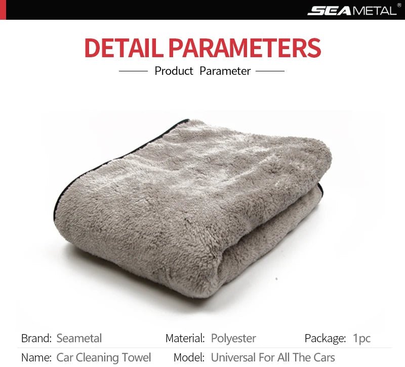 "SEAMETAL Car Microfiber Towels – Ultra - Soft, Super Absorbent, Scratch - Free Cleaning & Drying Cloths, Multi - Size Pack" - RELUX.STORE