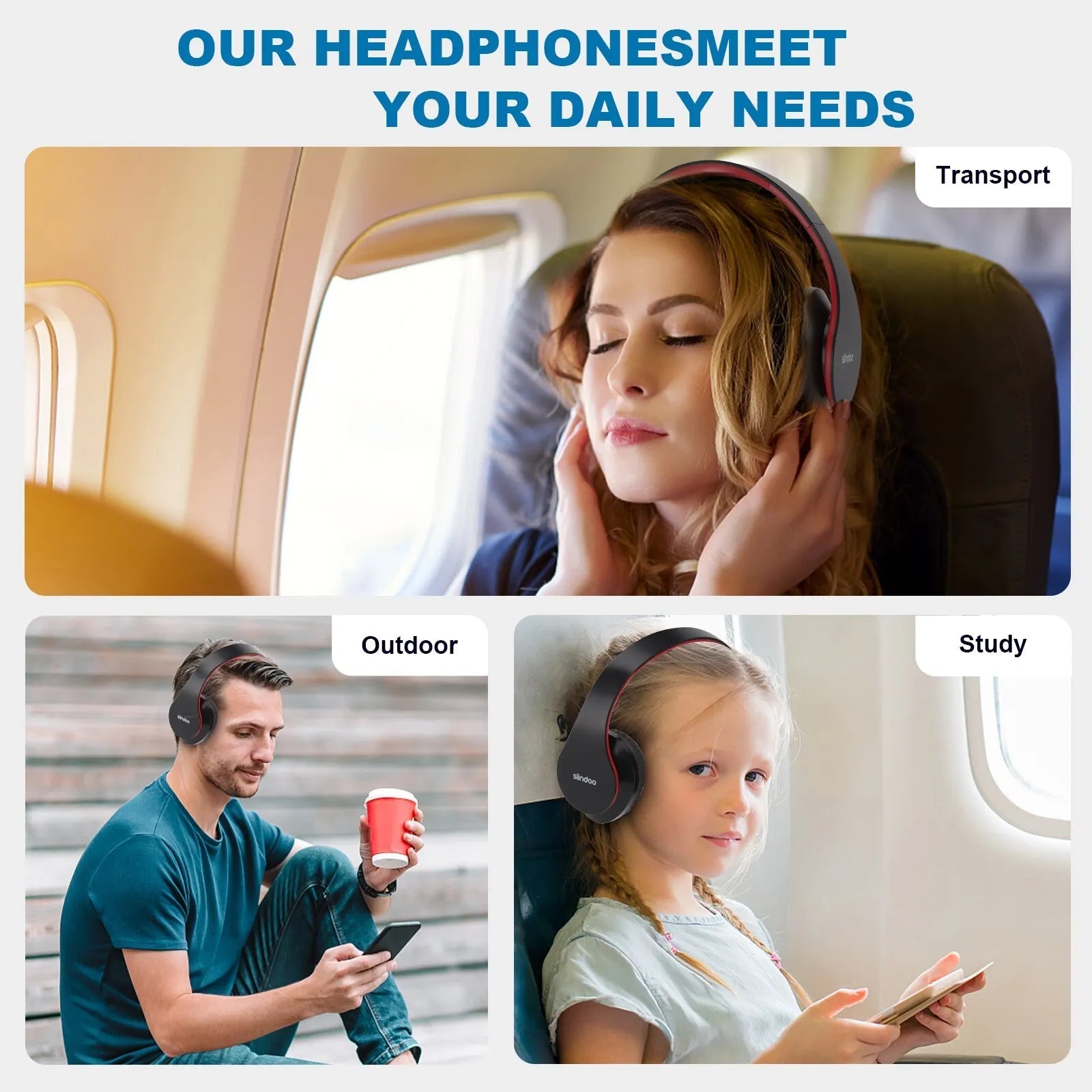 Siindoo JH - 812 Wireless Headphone Foldable Stereo BT5.1 Earphones Music Headset FM and Support SD Card with Mic for Mobile PC TV - RELUX.STORE