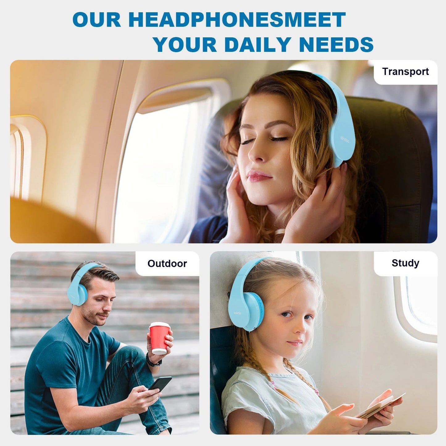 Siindoo JH - 812 Wireless Headphone Foldable Stereo BT5.1 Earphones Music Headset FM and Support SD Card with Mic for Mobile PC TV - RELUX.STORE