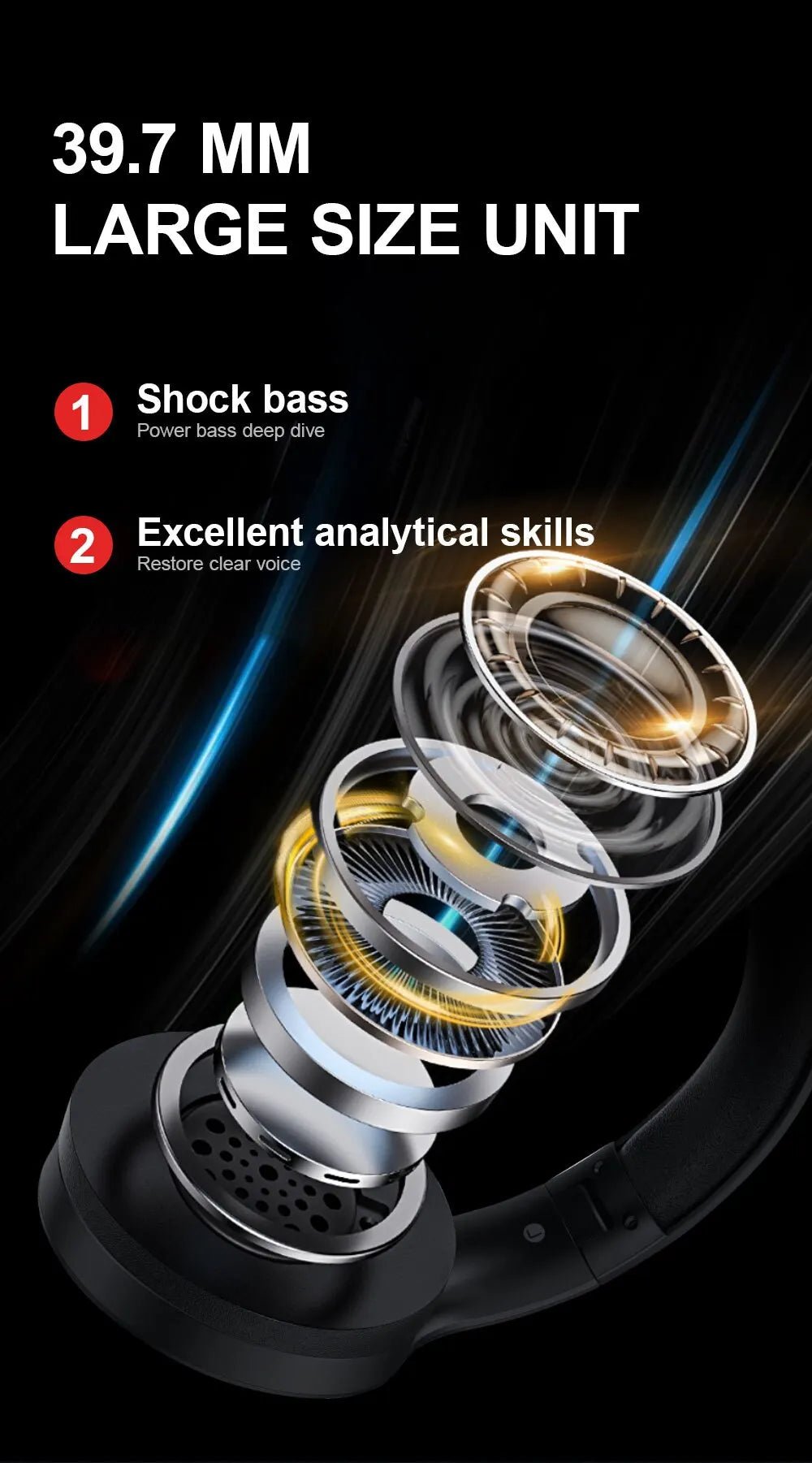 "Siindoo JH919 Wireless Bluetooth Headphones – Foldable Stereo Earphones with Super Bass, Noise Reduction & Mic for Laptop, PC & TV" - RELUX.STORE