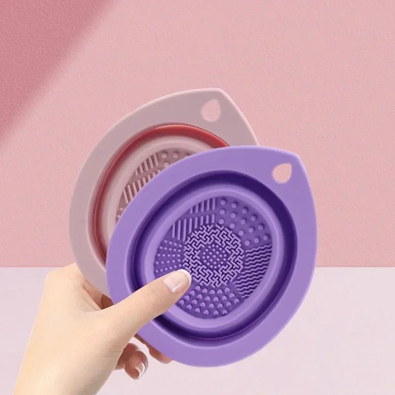 Silicone Makeup Brush Cleaner Folding Powder Puff Cleaning Bowl Eyeshadow Brushes Washing Soft Mat Beauty Tools Scrubber Box - RELUX.STORE
