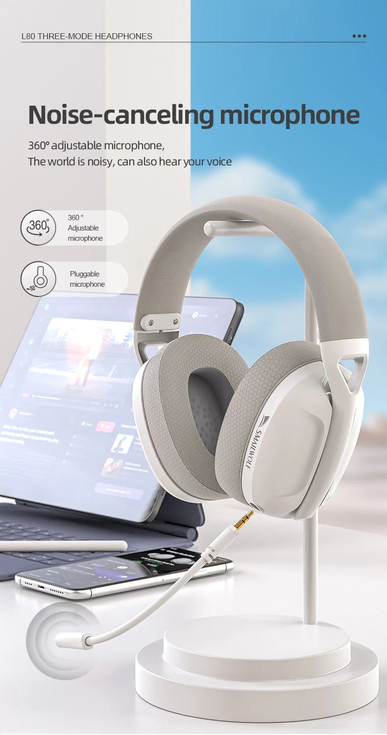 SMAILWOLF L80 Bluetooth Wireless & Wired Gaming Headset – Lightweight Laptop & Home Headphones with Mic - RELUX.STORE