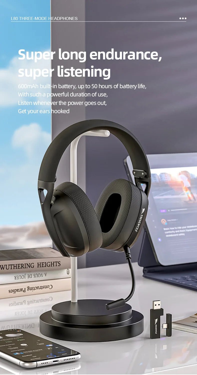 SMAILWOLF L80 Bluetooth Wireless & Wired Gaming Headset – Lightweight Laptop & Home Headphones with Mic - RELUX.STORE