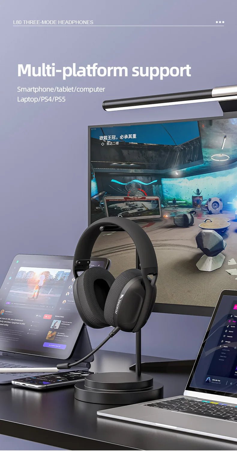 SMAILWOLF L80 Bluetooth Wireless & Wired Gaming Headset – Lightweight Laptop & Home Headphones with Mic - RELUX.STORE
