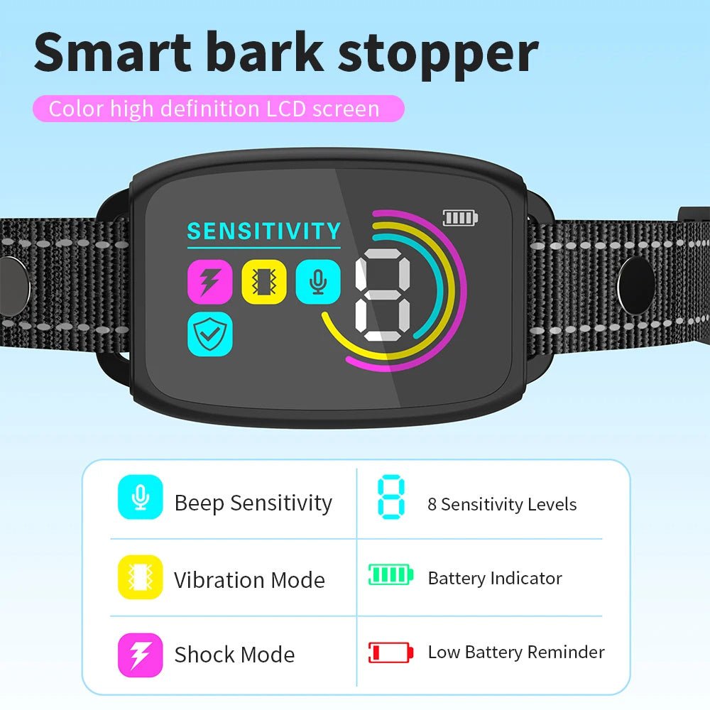 “Smart Anti - Barking Dog Collar – Rechargeable Waterproof Bark Stopper with HD Digital Display for Dogs” - RELUX.STORE