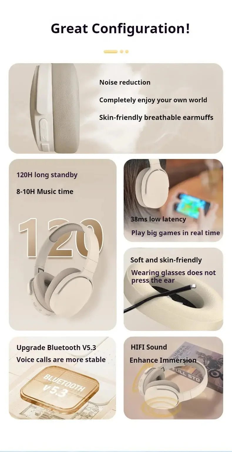 Sony P2961 Bluetooth 5.3 Wireless Headphones – Foldable Gaming Headset with HiFi Bass & Built - in Mic - RELUX.STORE