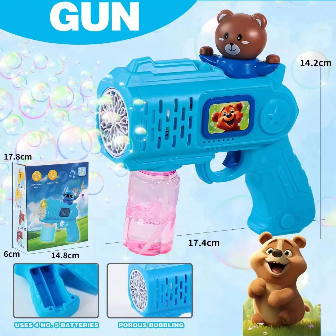 “Stitch Electric Bubble Gun – Automatic Bubble Blower Toy with Light for Kids, Fun Outdoor Bubble Machine for Boys & Girls Gift” - RELUX.STORE