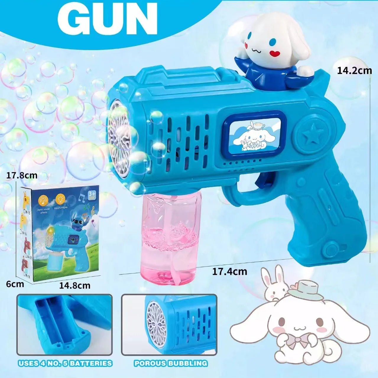 “Stitch Electric Bubble Gun – Automatic Bubble Blower Toy with Light for Kids, Fun Outdoor Bubble Machine for Boys & Girls Gift” - RELUX.STORE