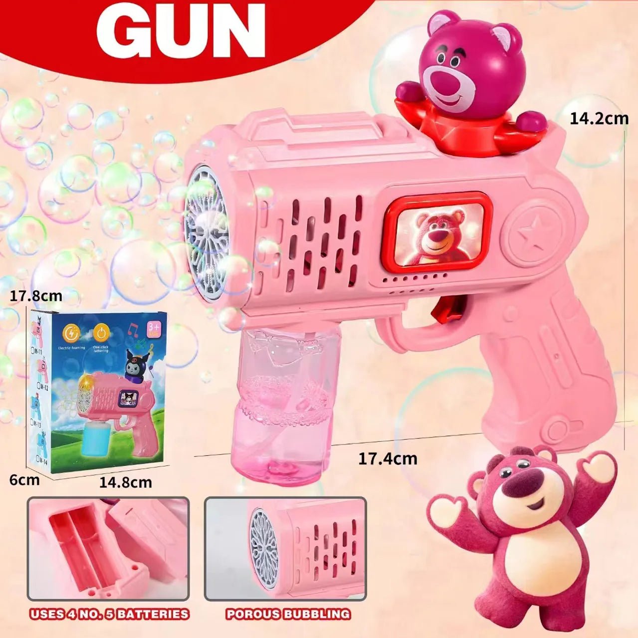 “Stitch Electric Bubble Gun – Automatic Bubble Blower Toy with Light for Kids, Fun Outdoor Bubble Machine for Boys & Girls Gift” - RELUX.STORE