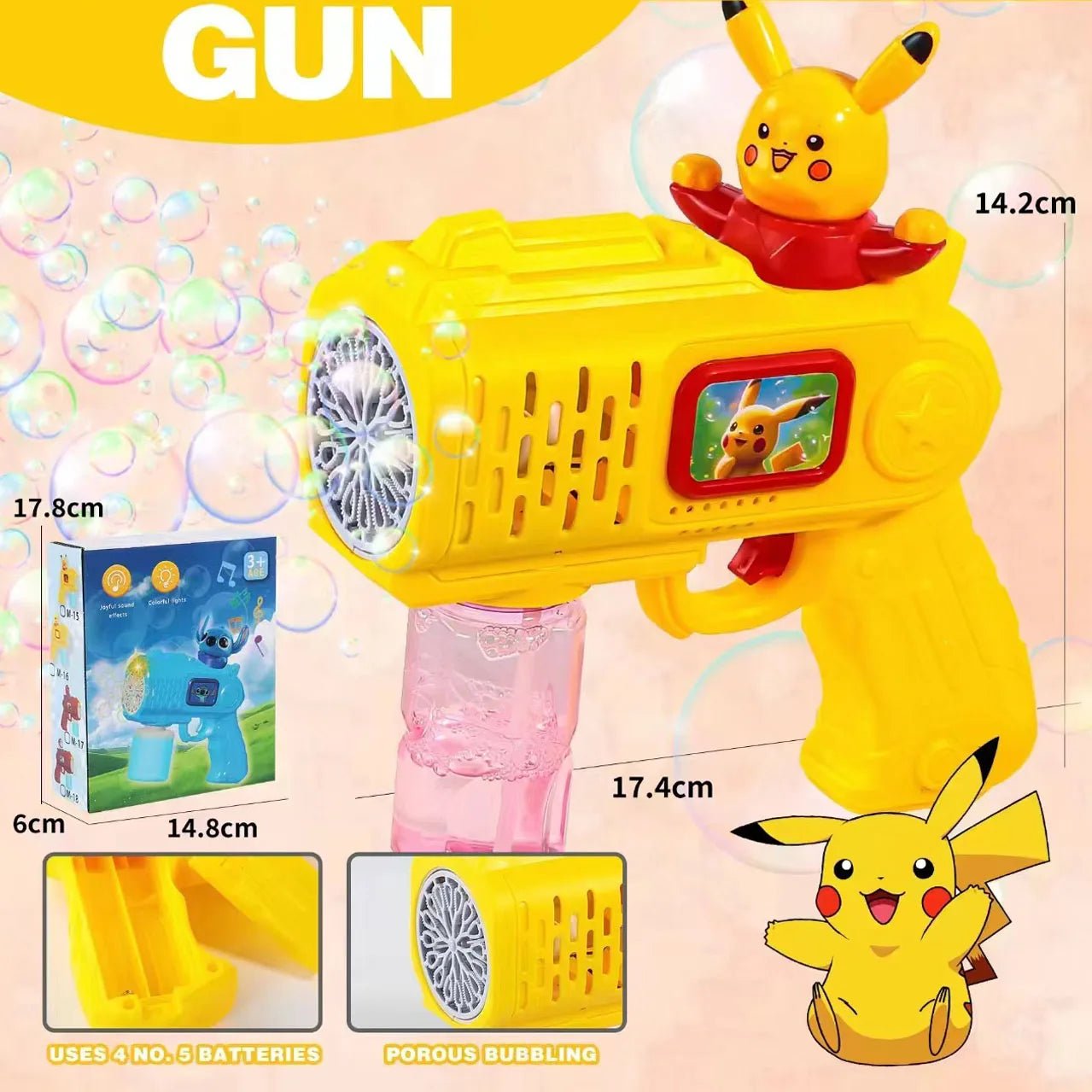 “Stitch Electric Bubble Gun – Automatic Bubble Blower Toy with Light for Kids, Fun Outdoor Bubble Machine for Boys & Girls Gift” - RELUX.STORE