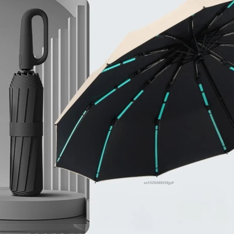 Strong Windproof Automatic Umbrella Sunshade UV Protection Folding Men's Umbrella Buckle Rain Large Parasol for Women - RELUX.STORE